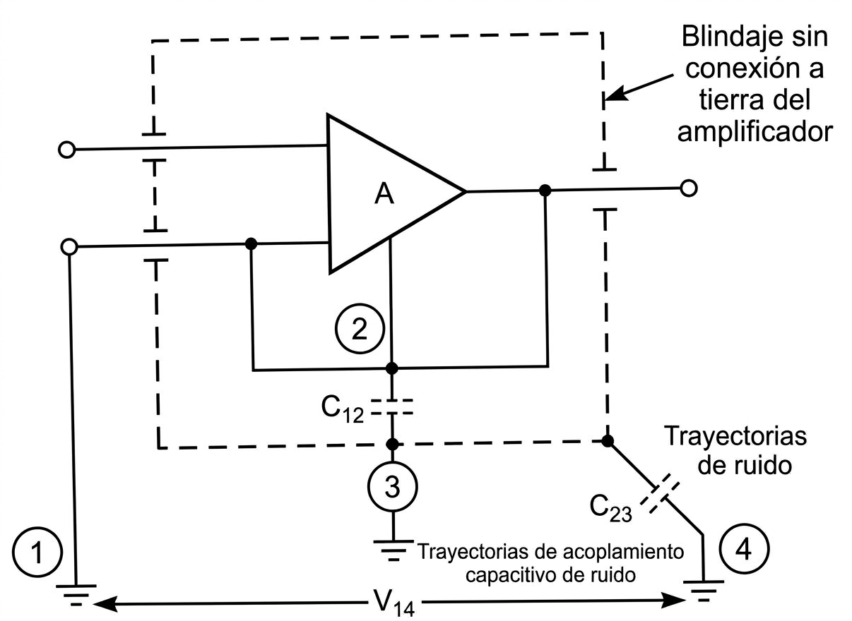 Formación de lazo de tierra por acoplo capacitivo